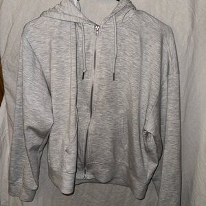 Short lightweight zip sweatshirt light gray